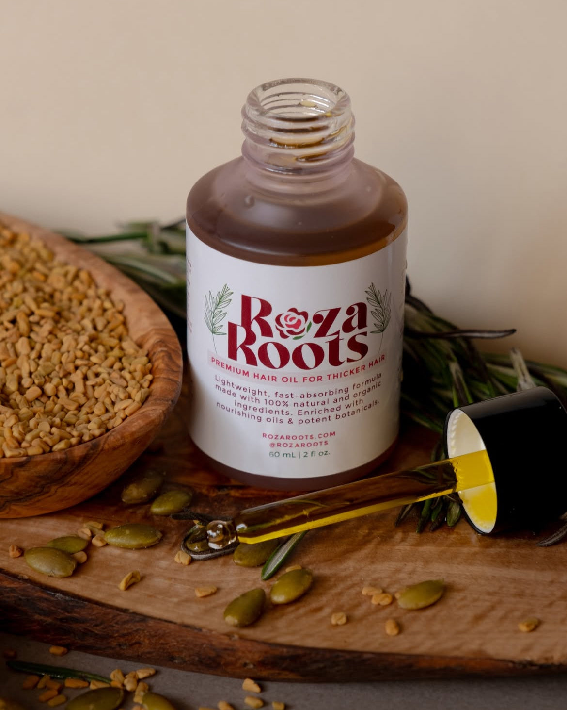 Roza Roots Hair Growth Oil: Natural DHT Blocker for Thicker, Fuller Hair